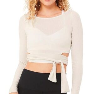 ALO Yoga Bone Barre Long Sleeve Tie Top
